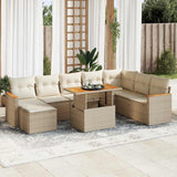 vidaXL 9-delige Loungeset met kussens poly rattan zwart