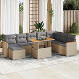 vidaXL 9-delige Loungeset met kussens poly rattan zwart