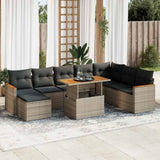 vidaXL 9-delige Loungeset met kussens poly rattan zwart