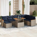 vidaXL 9-piece Lounge Set with Cushions Poly Rattan Grey