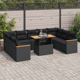 vidaXL 10-piece Lounge Set with Cushions Poly Rattan Black