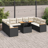 vidaXL 10-piece Lounge Set with Cushions Poly Rattan Black