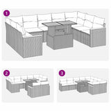 vidaXL 10-delige Loungeset met kussens poly rattan zwart