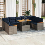 vidaXL 10-delige Loungeset met kussens poly rattan zwart