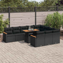 vidaXL 11-delige Loungeset met kussens poly rattan acacia zwart