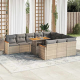 vidaXL 11-delige Loungeset met kussens poly rattan acacia zwart