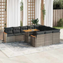 vidaXL 11-delige Loungeset met kussens poly rattan acacia zwart