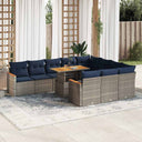 vidaXL 11-piece Lounge Set with Cushions Poly Rattan Black