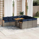 vidaXL 11-piece Lounge Set with Cushions Poly Rattan Black