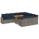 vidaXL 11-piece Lounge Set with Cushions Poly Rattan Black