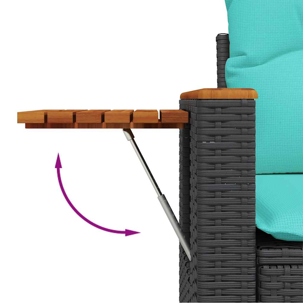 vidaXL 5-delige Loungeset met kussens poly rattan zwart