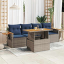 vidaXL 5-delige Loungeset met kussens poly rattan zwart