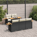 vidaXL 6-delige Loungeset met kussens poly rattan acacia zwart