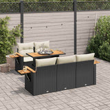 vidaXL 6-delige Loungeset met kussens poly rattan acacia zwart