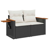 vidaXL 6-delige Loungeset met kussens poly rattan acacia zwart
