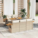 vidaXL 6-delige Loungeset met kussens poly rattan acacia zwart