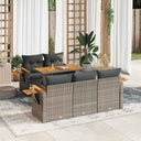 vidaXL 6-delige Loungeset met kussens poly rattan acacia zwart
