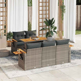 vidaXL 6-delige Loungeset met kussens poly rattan acacia zwart