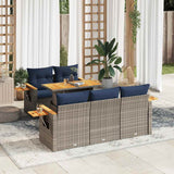 vidaXL 6-delige Loungeset met kussens poly rattan zwart