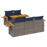 vidaXL 6-delige Loungeset met kussens poly rattan zwart