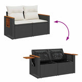 vidaXL 7-delige Loungeset met kussens poly rattan acacia zwart