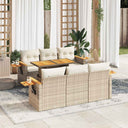 vidaXL 7-delige Loungeset met kussens poly rattan acacia zwart