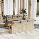 vidaXL 7-delige Loungeset met kussens poly rattan acacia zwart