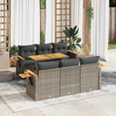 vidaXL 7-delige Loungeset met kussens poly rattan acacia zwart