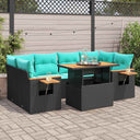 vidaXL 7-Piece Lounge Set with Cushions Poly Rattan Black