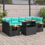 vidaXL 7-Piece Lounge Set with Cushions Poly Rattan Black