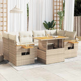 vidaXL 7-delige Loungeset met kussens poly rattan zwart