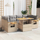 vidaXL 7-delige Loungeset met kussens poly rattan zwart