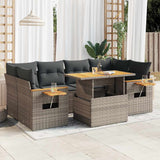 vidaXL 7-delige Loungeset met kussens poly rattan zwart