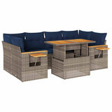 vidaXL 7-Piece Lounge Set with Cushions Poly Rattan Black