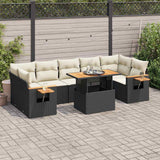 vidaXL 8-delige Loungeset met kussens poly rattan zwart