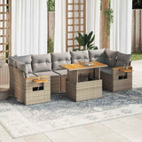 vidaXL 8-delige Loungeset met kussens poly rattan zwart