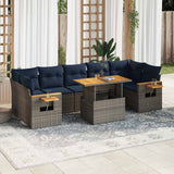 vidaXL 8-Piece Lounge Set with Cushions Poly Rattan Grey