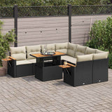vidaXL 9-delige Loungeset met kussens poly rattan zwart