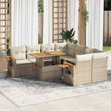 vidaXL 9-delige Loungeset met kussens poly rattan zwart