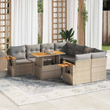 vidaXL 9-delige Loungeset met kussens poly rattan zwart