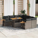 vidaXL 9-delige Loungeset met kussens poly rattan zwart