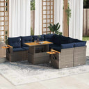 vidaXL 9-delige Loungeset met kussens poly rattan zwart