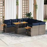 vidaXL 9-delige Loungeset met kussens poly rattan zwart