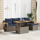 vidaXL 6-delige Loungeset met kussens poly rattan acacia zwart