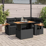 vidaXL 5-piece Lounge Set with Cushions Poly Rattan Black