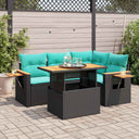 vidaXL 5-delige Loungeset met kussens poly rattan acacia zwart