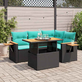 vidaXL 5-delige Loungeset met kussens poly rattan acacia zwart