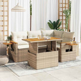 vidaXL 5-piece Lounge Set with Cushions Poly Rattan Black