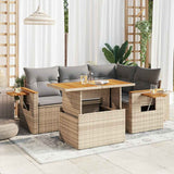 vidaXL 5-piece Lounge Set with Cushions Poly Rattan Black
