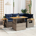 vidaXL 5-delige Loungeset met kussens poly rattan acacia zwart